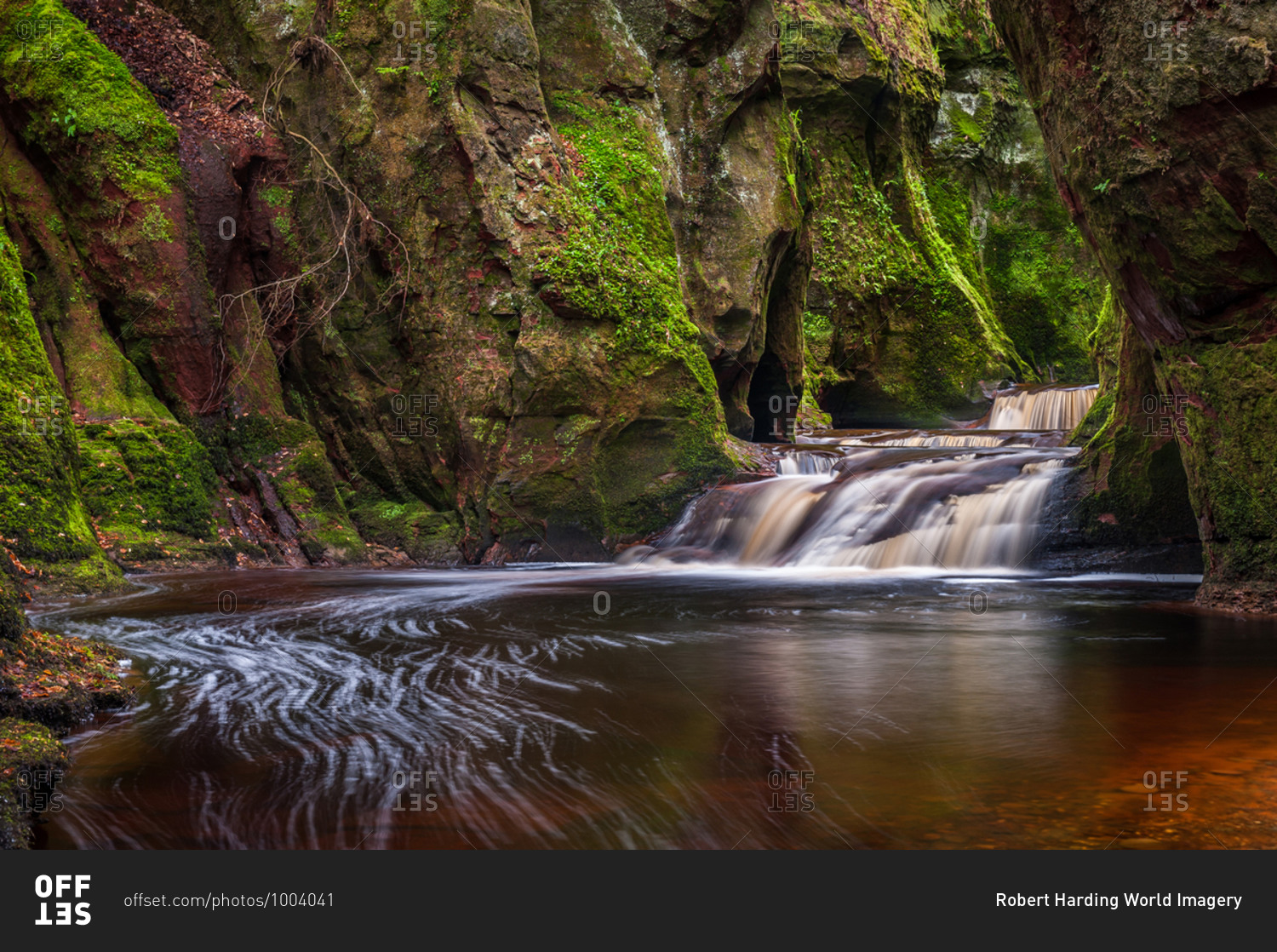 The gorge at Finnich Glen, known as Devils Pulpit near Killearn, Stirling, Scotland, United Kingdom, Europe