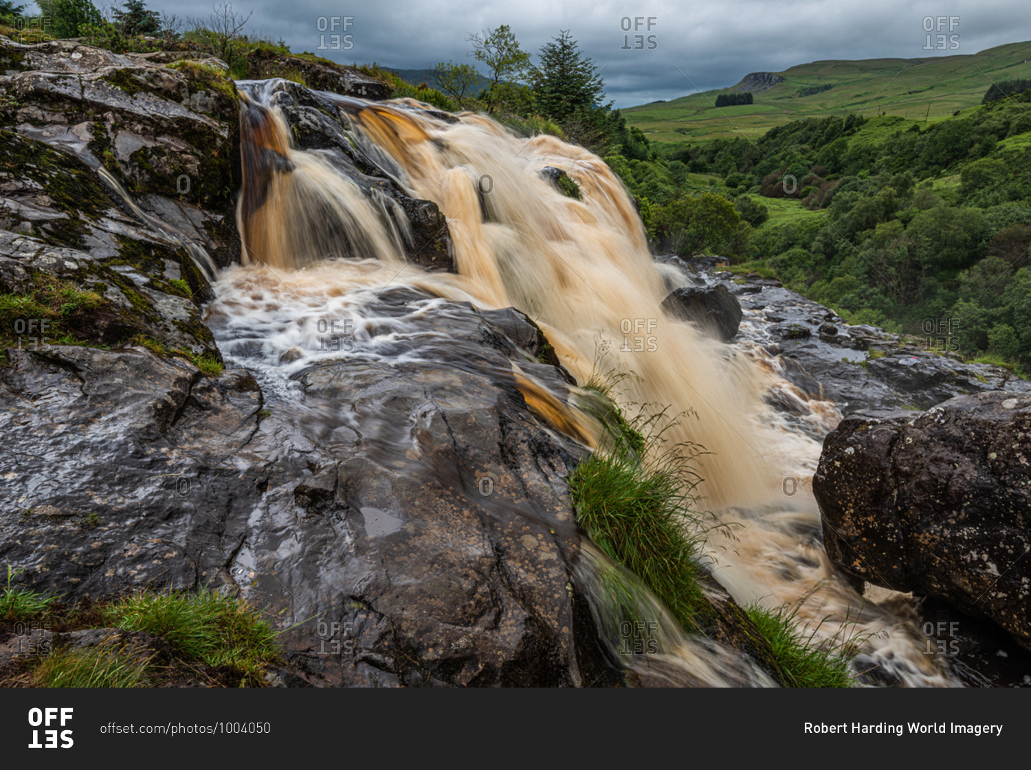 The Loup of Fintry waterfall on the River Endrick, located approximately two miles from Fintry village, near Stirling, Scotland, United Kingdom, Europe