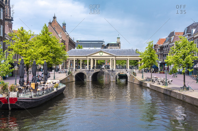 Koornbrug bridge in the heart of Leiden old city by the city hall ...