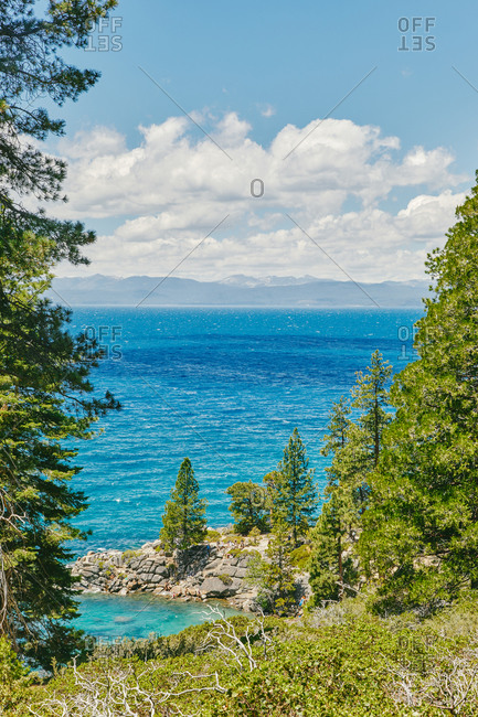 Views of Lake Tahoe in the summertime in northern California.