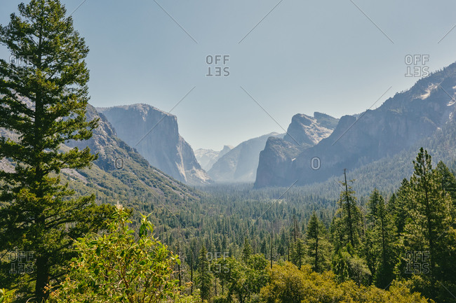 Views of Yosemite National Park Valley in northern California.