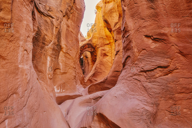 Narrow slot canyons in Escalante, Utah during summer road trip.
