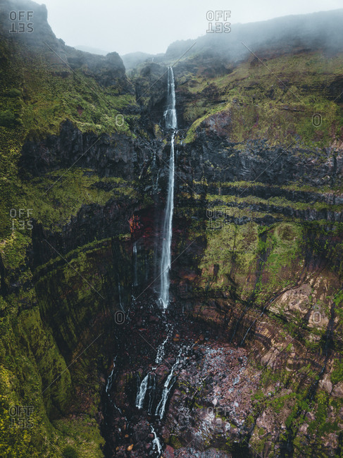Azores, Flores, waterfall, drone shot