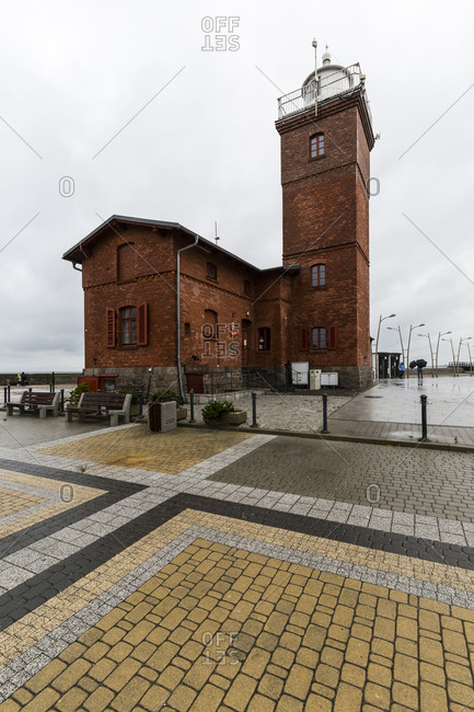October 1, 2019: Europe, Poland, West Pomeranian Voivodeship, Darlowko lighthouse, Rugenwaldermunde