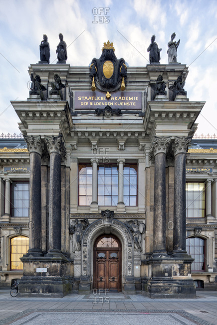 December 12, 2019: University of Fine Arts, facade, Bruhlsche Terrasse, Dresden, Saxony, Germany, Europe,