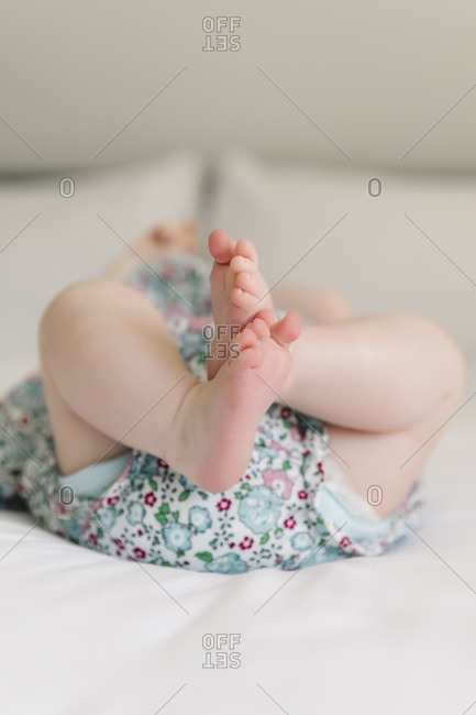Close up of a baby girl's feet