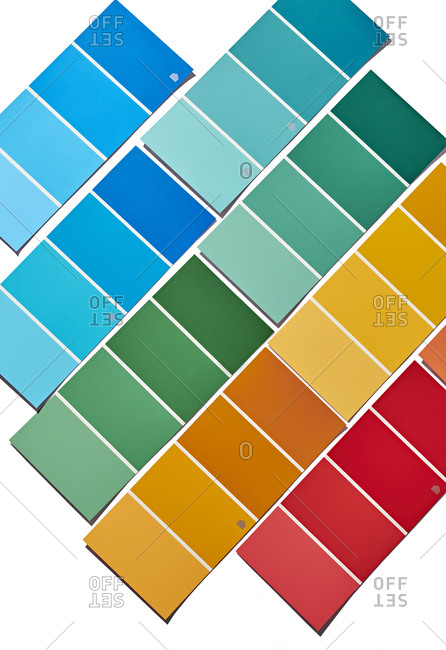 Colorful Paint Swatches Organized on White Background