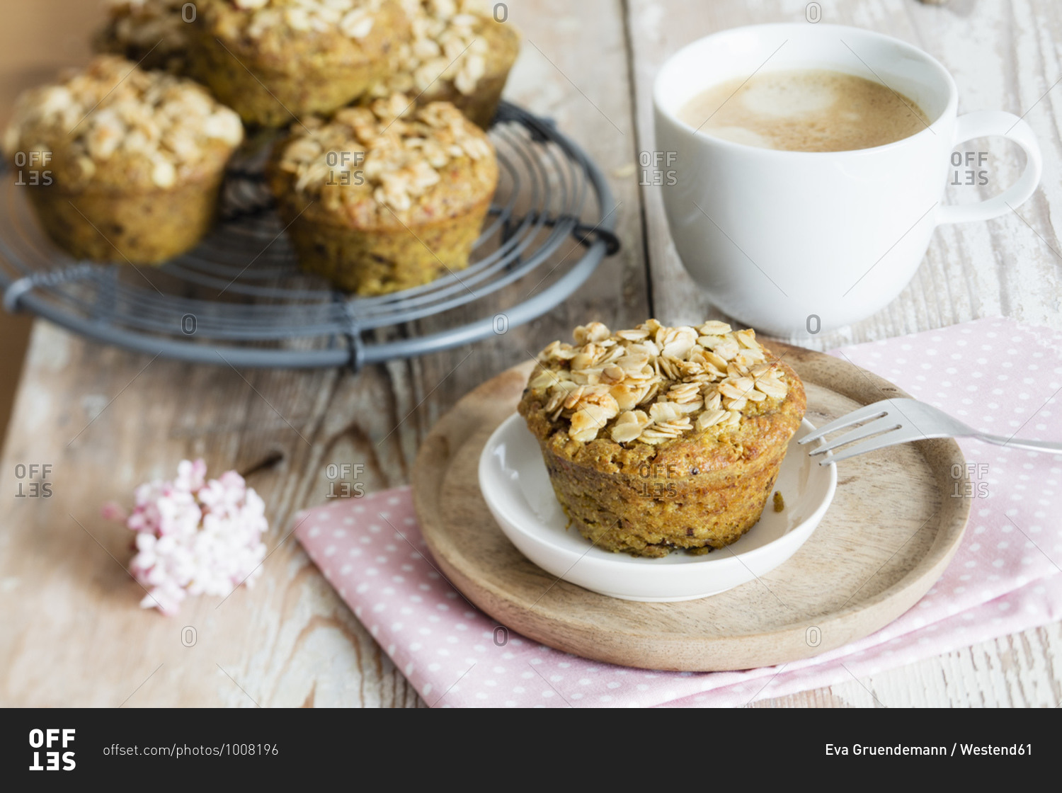 Breakfast muffins with berries- granola and turmeric- studio shot