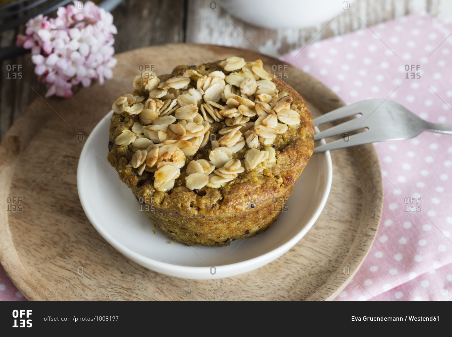 Breakfast muffins with berries- granola and turmeric- studio shot