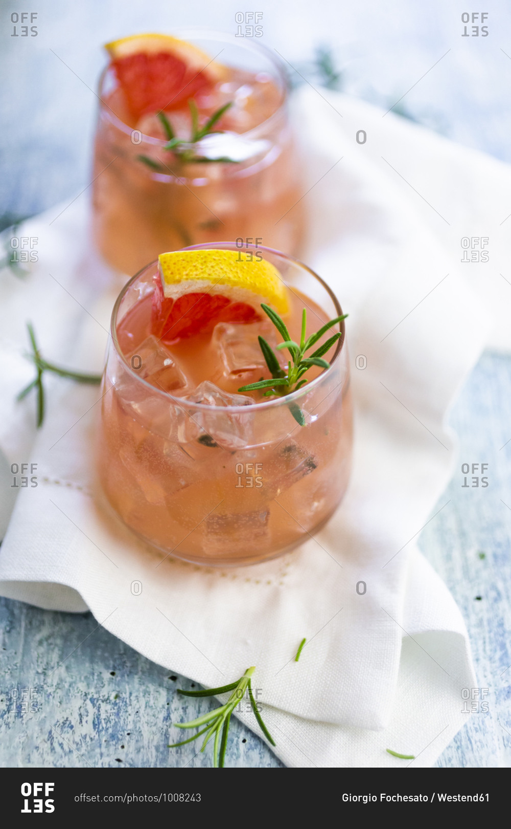 Glasses of fresh grapefruit juice