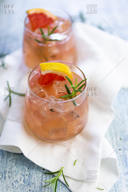 Glasses of fresh grapefruit juice