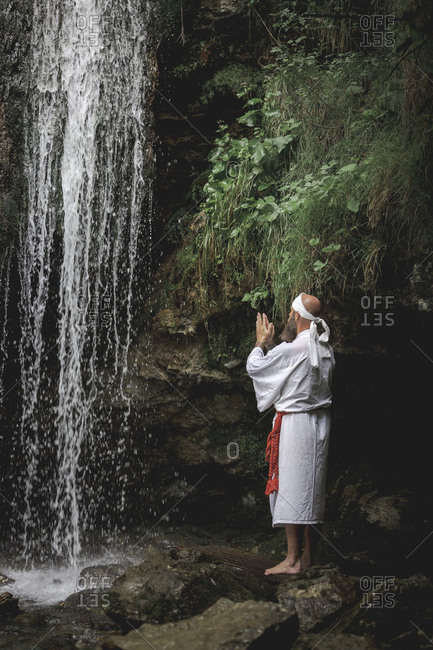 European Yamabushi Monk Doing Takigyo Waterfall Meditation Stock Images Page Everypixel