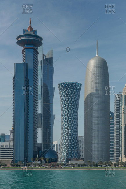 Futuristic skyscrapers of downtown Doha, Qatar
