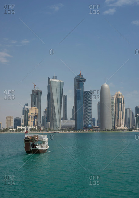 Downtown Doha across water, Doha, Qatar