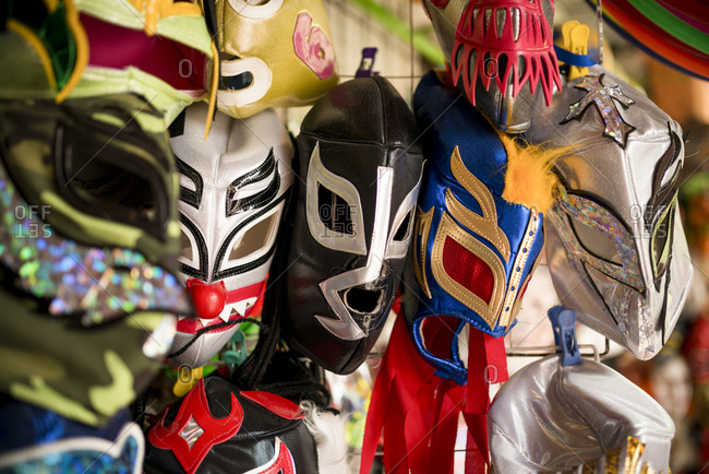 Wrestling mask souvenirs, San Miguel de Allende, Guanajuato, Mexico