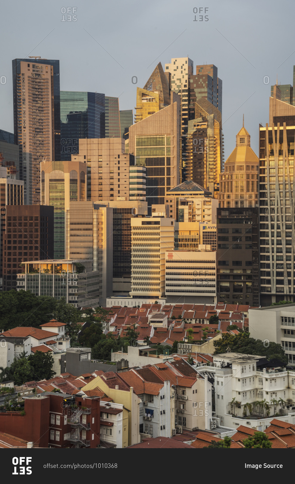 View of china town and financial district, Singapore