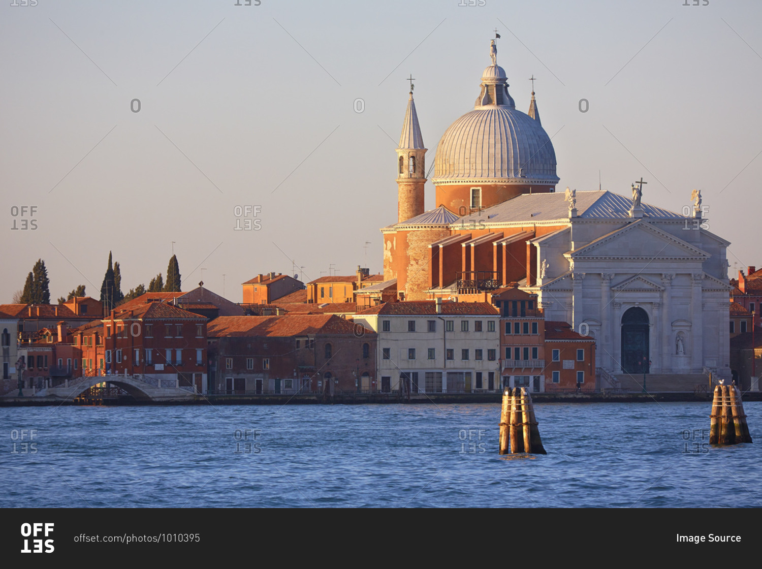 View of Santa Maria della Salute at sunrise, Venice, Veneto, Italy