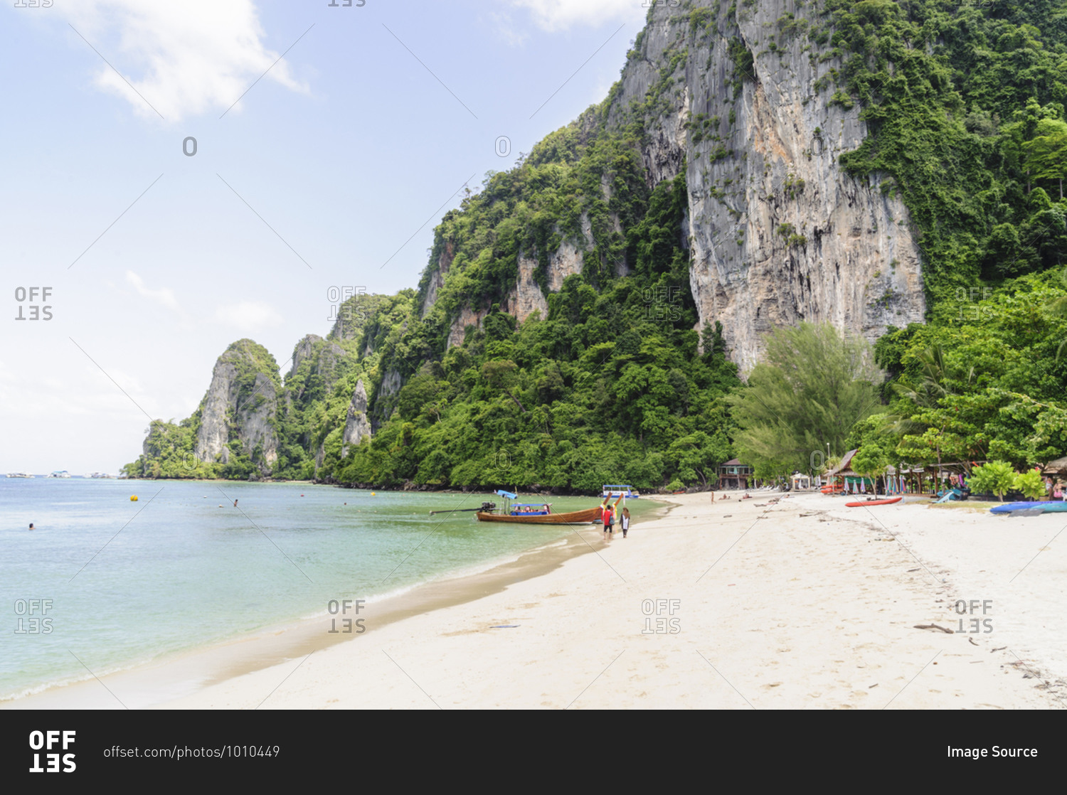 View of cliffs and beach, Phi Phi Islands, Thailand