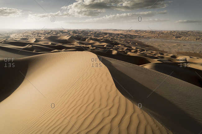 Giant sand dunes in the Empty Quarter Desert, between Saudi Arabia and Abu Dhabi, UAE