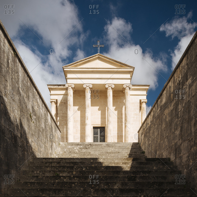 Stairway leading to church, Alberobello, Puglia, Italy