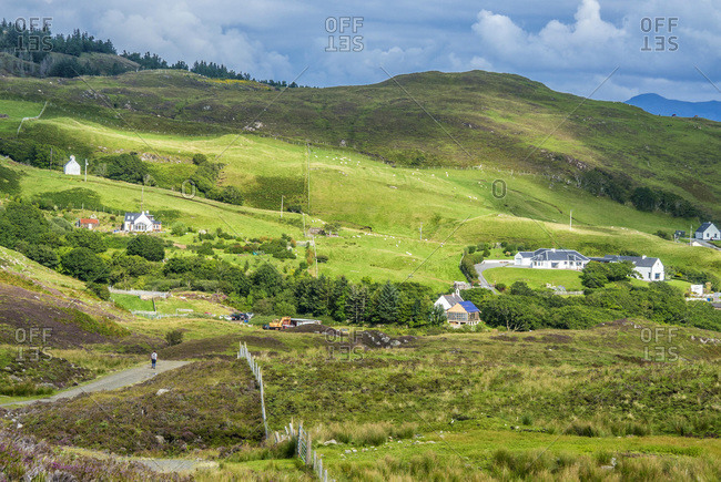 Europe, Great Britain, Scotland, Hebrides, south-east of the Isle of Skye, farms in the moor at Point of Sleat