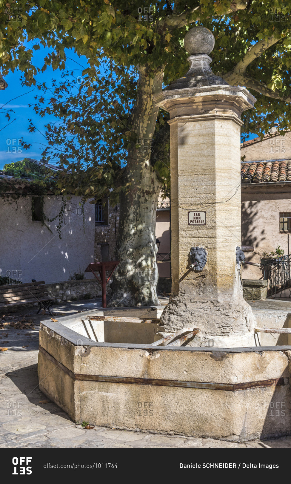 France, Provence, Vaucluse, Le Barroux, fountain stock photo\
- OFFSET