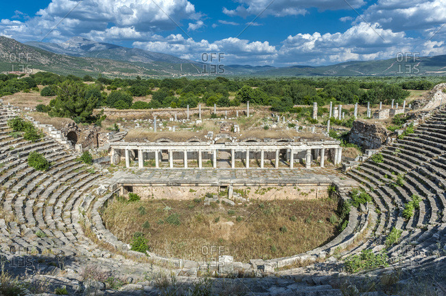 Turkey, Aphrodisias archeological Roman site, Theatre (1st century BC) (UNESCO World Heritage)