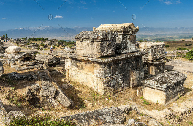 Turkey, Hierapolis archeological site near Pamukkale, Necropolis (UNECO World Heritage)