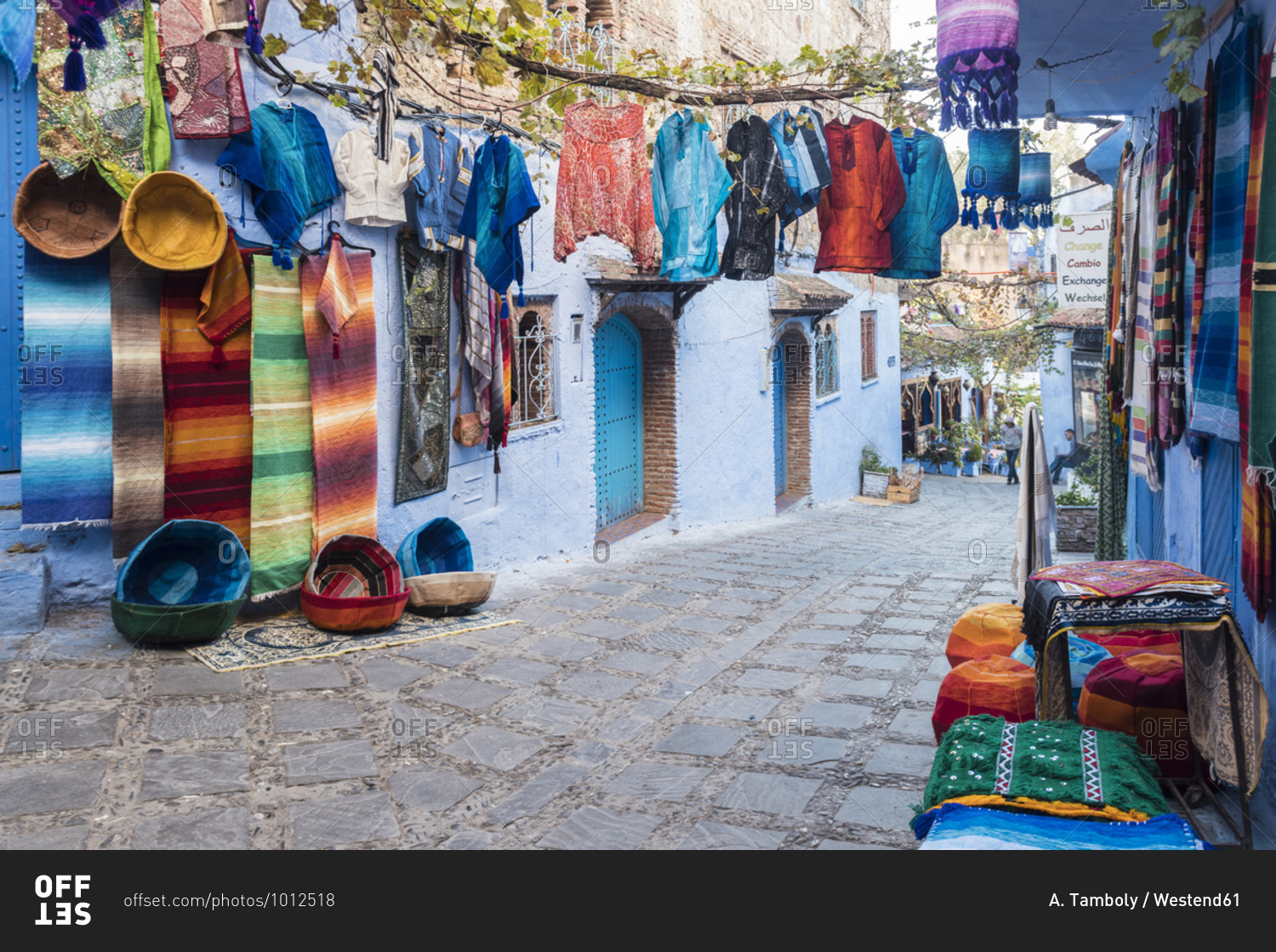 Traditional clothes for sale at market in Chefchaouen- Morocco