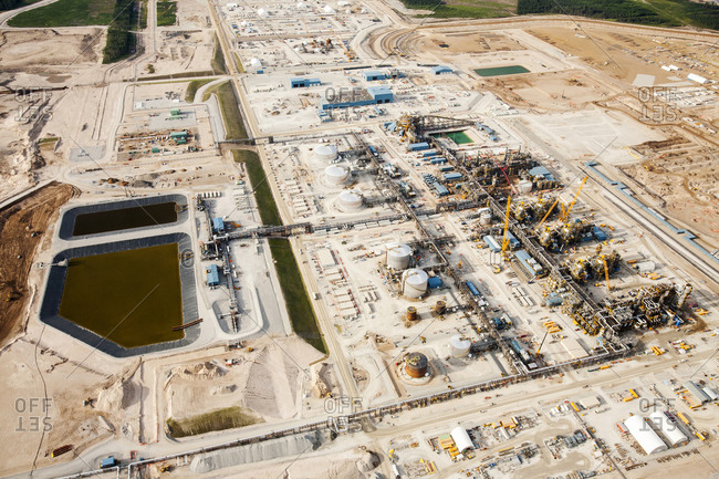 Aerial view of construction site, Fort McMurray, Alberta, Canada