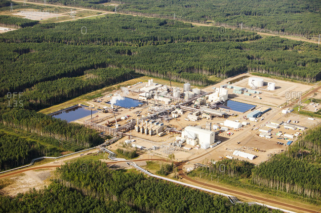 A SAG D (Steam assisted Gravity Drainage) tar sands plant north of Fort McMurray.