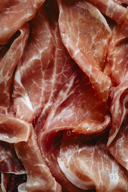 Close up of Parma ham, prosciutto di Parma
