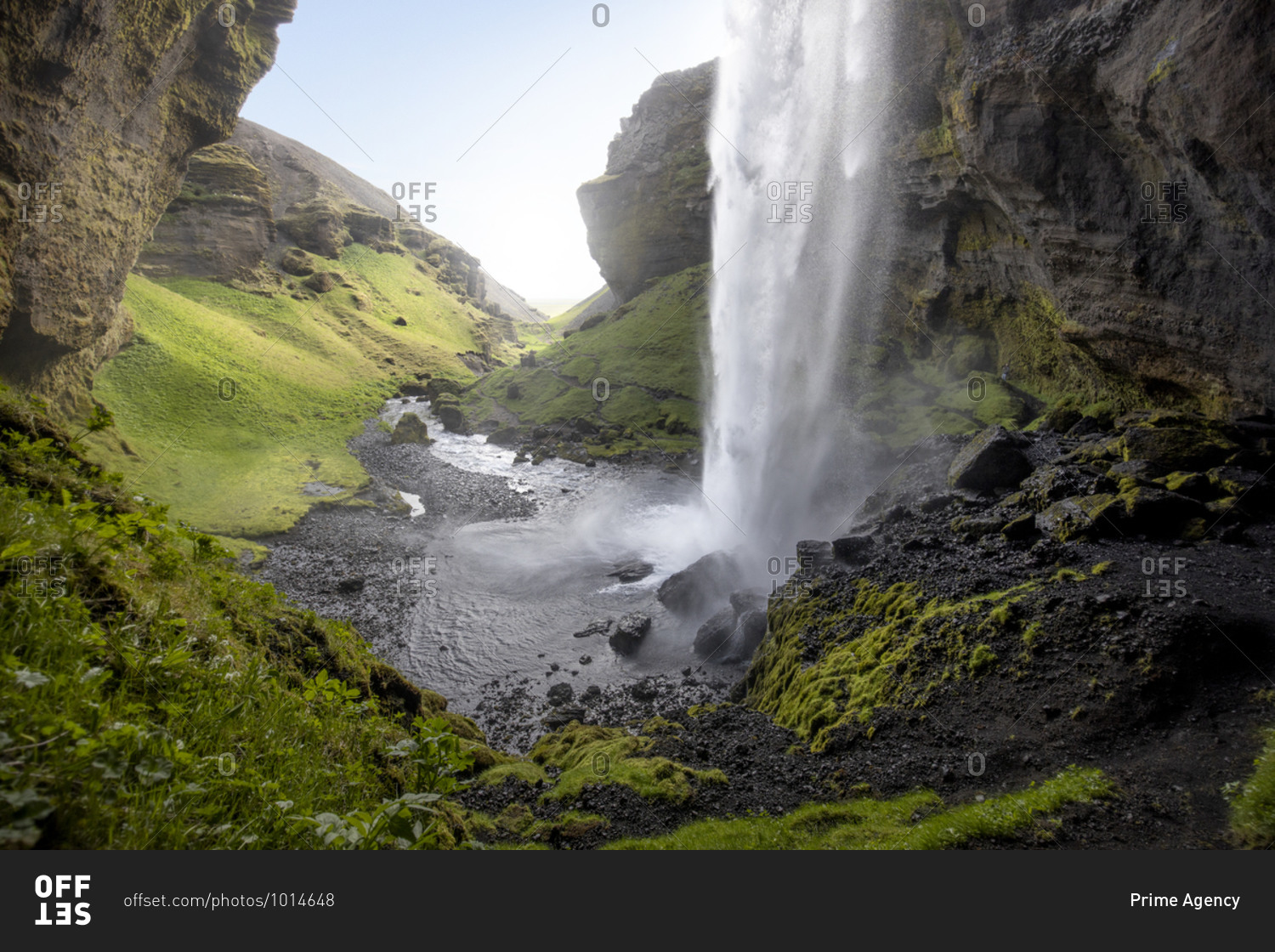Large and powerful waterfall in Iceland