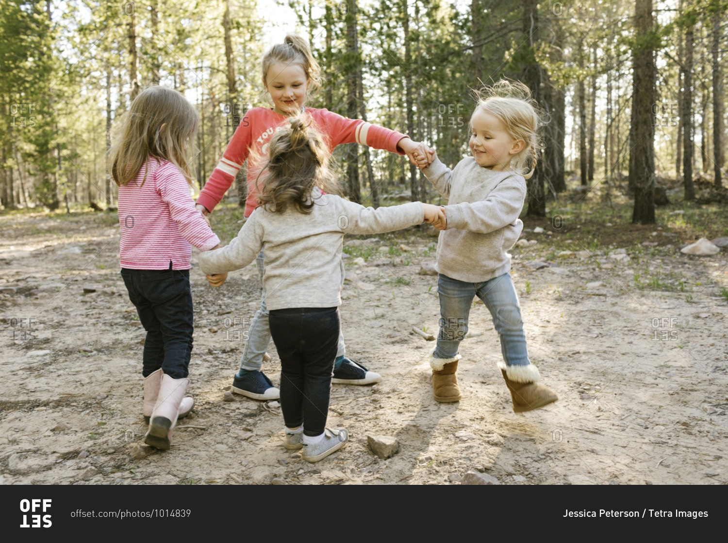 Little girls (2-3, 4-5, 6-7) holding hands and walking in circle Uinta-Wasatch-Cache National Forest