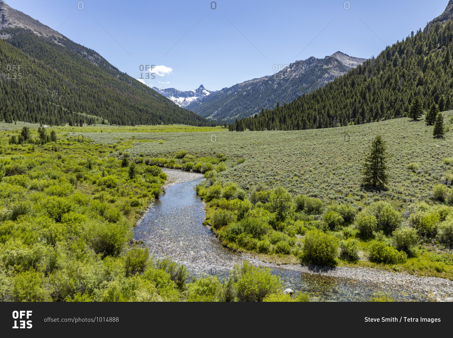 USA, Idaho, Sun Valley, Landscape with river and mountains