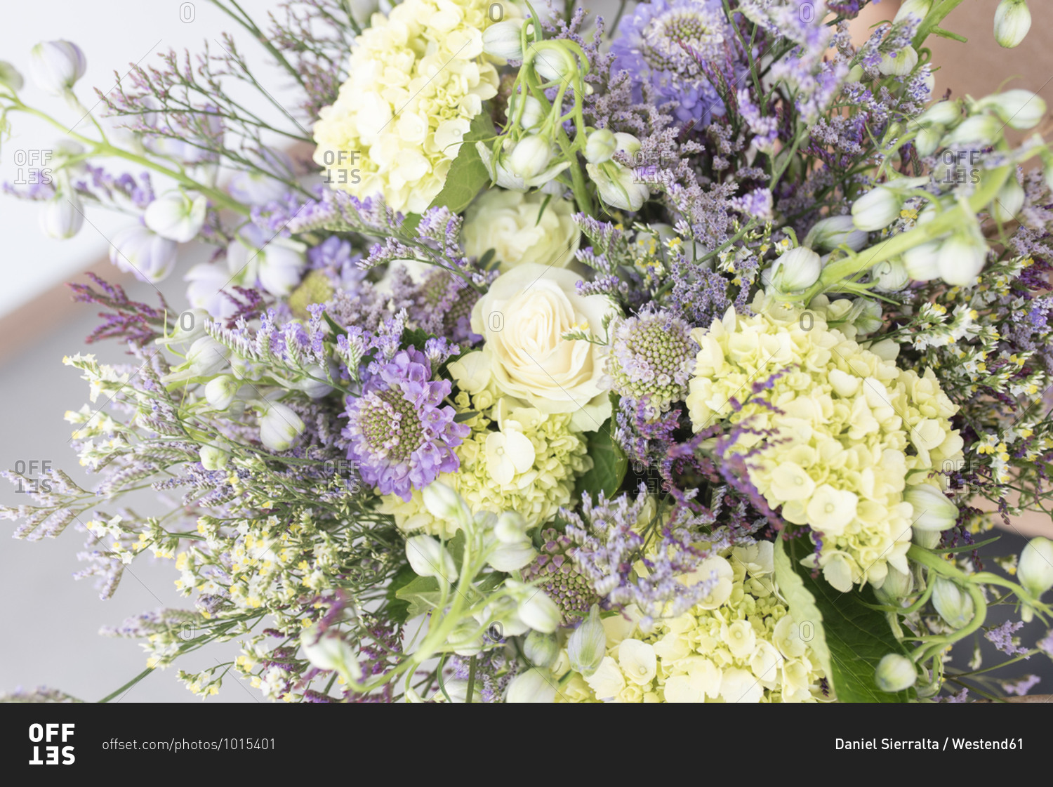 White and purple bouquet of summer flowers