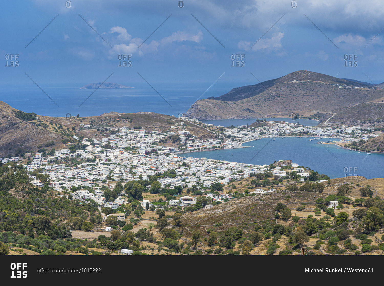 Greece- South Aegean- Patmos- Coastal town in summer