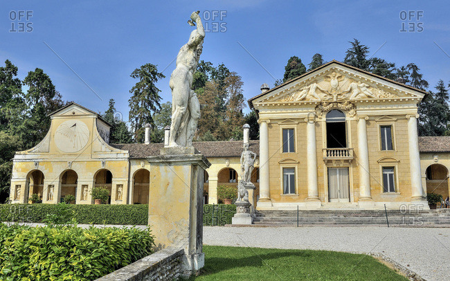 Italy - September 18,  2015: Italy,  Veneto,  Villa Veneta Barbaro (villa Volpi) (16th century,  by Andrea Palladio)