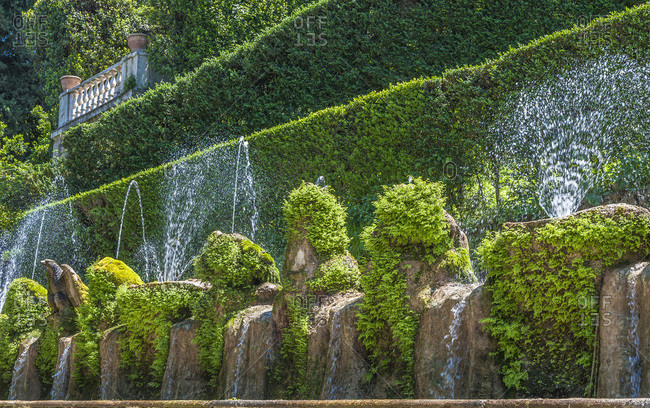 Italy - May 10,  2015: Italy,  Latium,  Tivoli,  fountain of the garden of the Villa d'Este (UNESCO World Heritage),  Renaissance