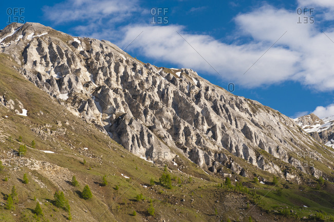 France,  Savoie,  Tignes,  mountain pasture and retreat of the glacier marking global warming