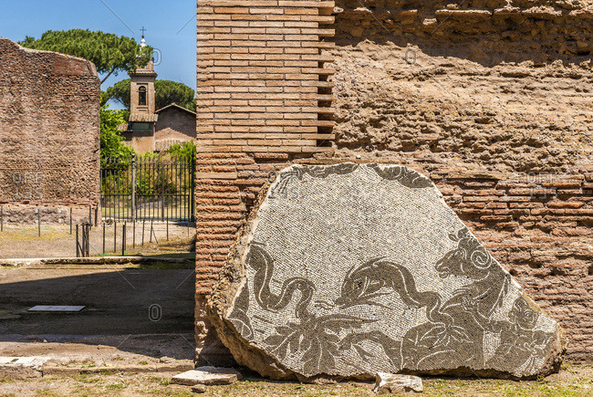 Italy,  Rome,  Caracalla Baths (2nd century,  by the emperors Caracalla,  Elagabalus,  and Severus Alexander),  mosaic pavement