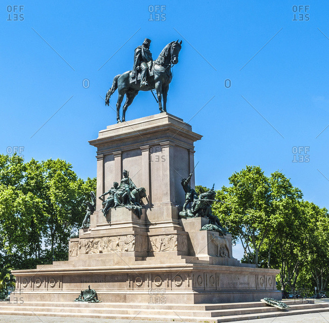 Italy - May 11,  2015: Italy,  Rome,  Janiculum district,  monumento a Garibaldi (equestrian statue by Emilio Gallori,  19th century)