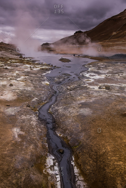 Steam rising from geothermal landscape, Namaskard hverir, Myvatn, Iceland
