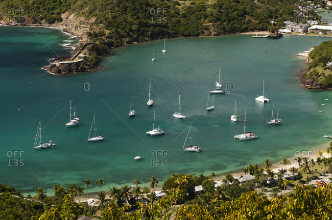 Luxury sailboats in English Harbour, Antigua and Barbuda, Caribbean