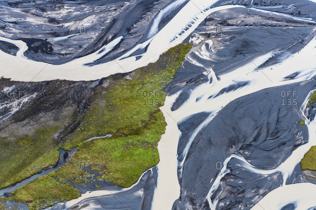 Europe, Iceland, Skaftafell, Iceland's river courses from above