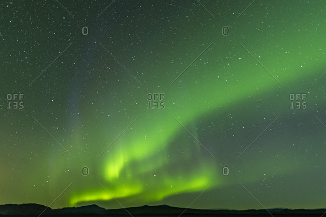 Europe, Nordic island nation, Iceland, Northern Lights on Gulfoss