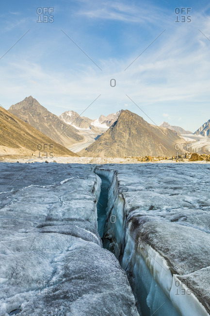 Glacial crevasse in auyuittuq national park