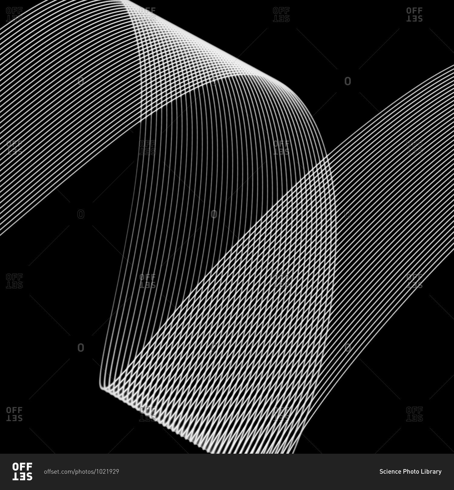 Ribbon cable on black background, X-ray.