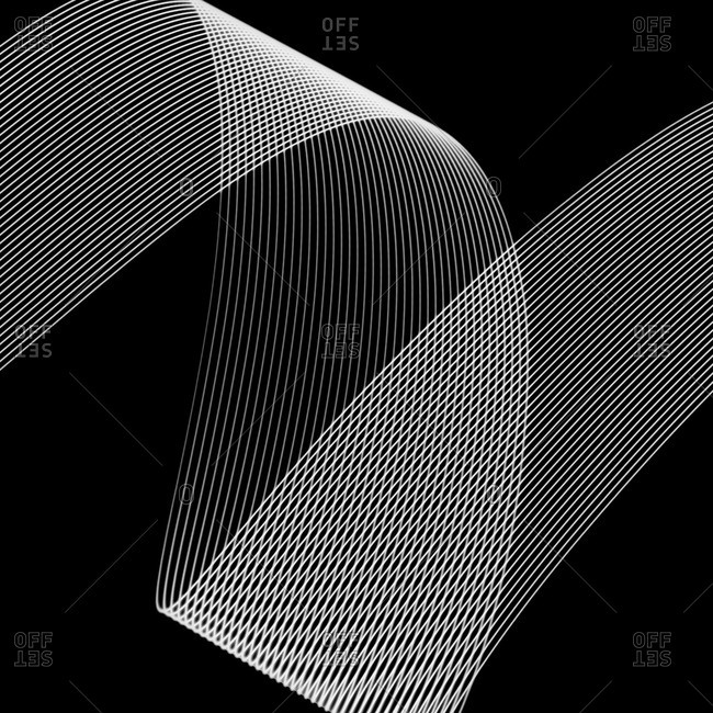 Ribbon cable on black background, X-ray.