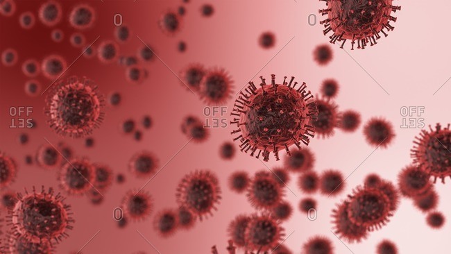 3D illustration of coronavirus particles.